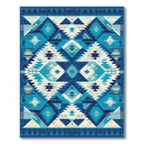 Blue Teal Geometric Southwestern Area Rug