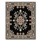 Black and White Elegant Black Persian Floral Medallion Rug