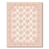 Pink Peony Floral Cream Area Rug