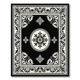 Medallion Elegant Black White Persian Medallion Rug