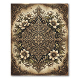 Ornate Gold Mandala Floral Vintage Rug