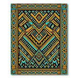 Teal Gold Geometric Abstract Area Rug