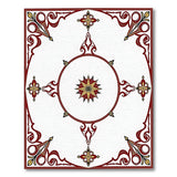 Ornate Red Floral Border Area Rug with Gold Star