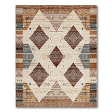 Brown and Tan Brown Tan Heritage Tribal Geometric Area Rug