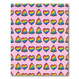 Rainbow Hearts Bells Pink Kids Area Rug