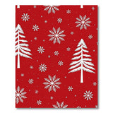 Festive Red Pine Trees Snowflakes Area Rug