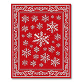 Red Snowflake Area Rug with Ornate Border Geometric Modern Rug