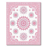Pink Floral Mandala Area Rug with Ornate Border