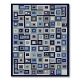 Geometric Navy Blue Grey Patchwork Area Rug