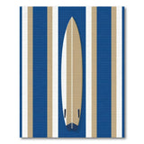 Navy Blue Surfboard Striped Area Rug