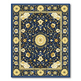 Navy Gold Floral Medallion Persian Rug