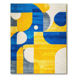Abstract Geometric Blue Yellow Area Rug