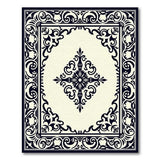 Ornate Black White Persian Medallion No. 28 Rug