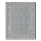 Intricate Black White Geometric Border Rug