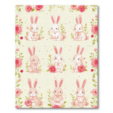 Cute Bunny Pink Rose Watercolor Area Rug