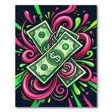 ODIKA Washable Neon Money Graffiti Area Rug - Non-Slip Low Pile Home Decor