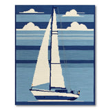 Blue and Teal Nautical Sailboat Blue Area Rug