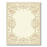 Elegant Ornate Floral Border Beige Area Rug