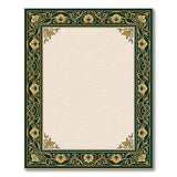 Ornate Emerald Green and Gold Floral Border Rug