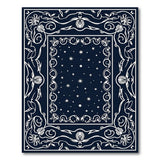 Ornate Starry Night Black White Area Rug