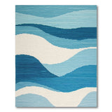 Abstract Area Layered Blue Wave Abstract Area Rug