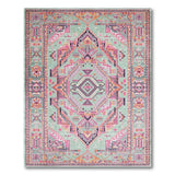 Vibrant Teal Pink Heritage Tribal Area Rug