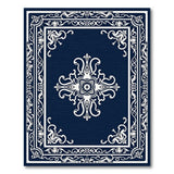 Blue and Teal Ornate Navy Blue Persian Medallion Rug