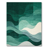 Green Emerald Wave Abstract Area Rug