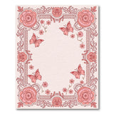 Ornate Pink Rose Butterfly Floral Area Rug