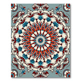 Vibrant Teal Coral Mandala Persian Rug