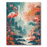 ODIKA Washable Flamingo Abstract Area Rug, Low Pile Non-Slip Artistic Carpet