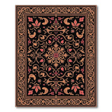 Ornate Black Persian Medallion Rug with Gold Florals