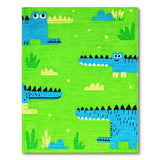 Green Playful Cartoon Crocodile Kids Area Rug