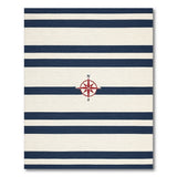 Navy Striped Compass Area Rug