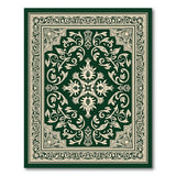 Ornate Emerald Green Cream Floral Persian Rug