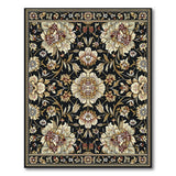 Gold and Silver Elegant Black Persian Floral Area Rug