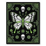 Ornate Green Butterfly Skull Area Rug
