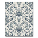 Navy Blue Peony Floral Vintage Area Rug
