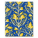 Starry Yellow Floral on Navy Blue Area Rug