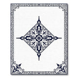 Ornate Black White Diamond Medallion Rug