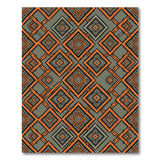 Bold Orange Diamond Geometric Grey Area Rug