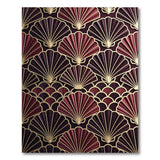 Art Deco Scallop Shell Area Rug in Maroon Gold