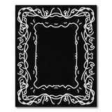 Ornate Swirl Frame Black White Area Rug