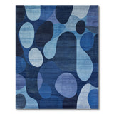 ODIKA Modern Blue Abstract Organic Shapes Washable Area Rug - Low Pile Non-Slip Carpet
