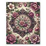 Ornate Pink Rose Medallion Floral Area Rug