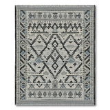 Grey Tribal Geometric Fringe Area Rug