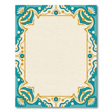 Ornate Teal Lotus Border Area Rug