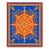 Royal Blue Persian Medallion Rug with Red Center