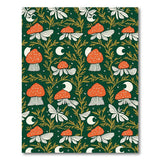 Whimsical Mushroom Moon Moth Green Area Rug