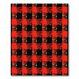 Bold Red Black Plaid Area Rug with Green Motifs